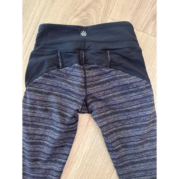 Athleta XXS Striped Leggings With Black Panels & High Waist - Picture 4 of 4